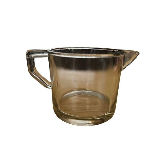 Antique 2 Cup Glass Measuring Cup Pitcher w Pour Spout Handle Unsigned Purple Ti - Picture 2 of 9